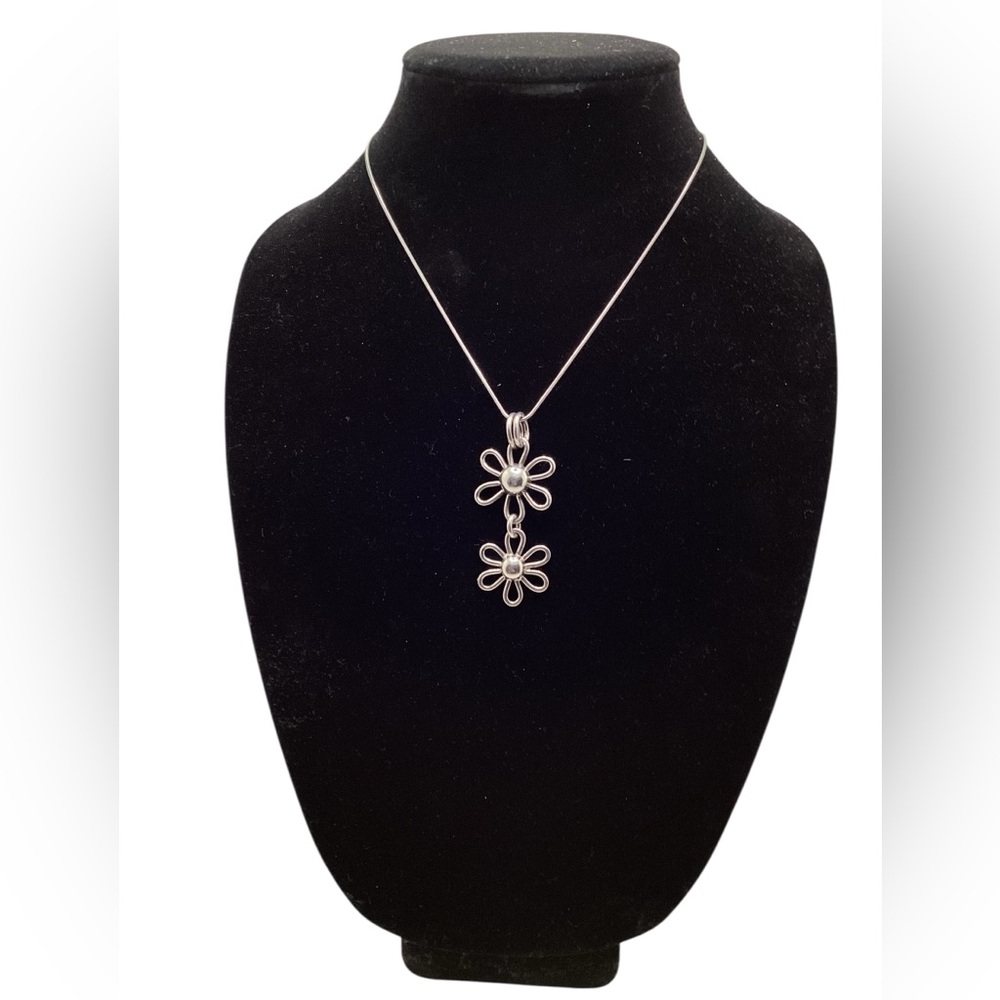 Silver plated double daisy charm. Charm only